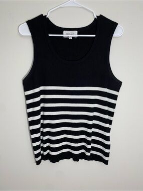 Dear John Black & White Striped Ribbed Tank Top Large